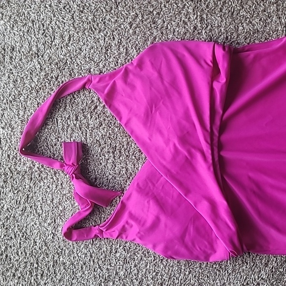 Athleta pink halter criss cross front tankini top size 34D/DDT - Picture 3 of 10